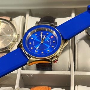 MICHELE CAPE LOVED AUTHENTIC COBALT BLUE DIAL GOLD-TONE PLATED WATCH
